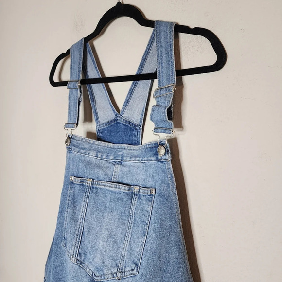 H&M Maternity Denim Overall Shorts Shortalls Women's size XXL Medium Wash - Picture 12 of 16